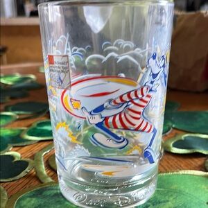McDonald's Disney Vintage Glass with Red and Blue Design